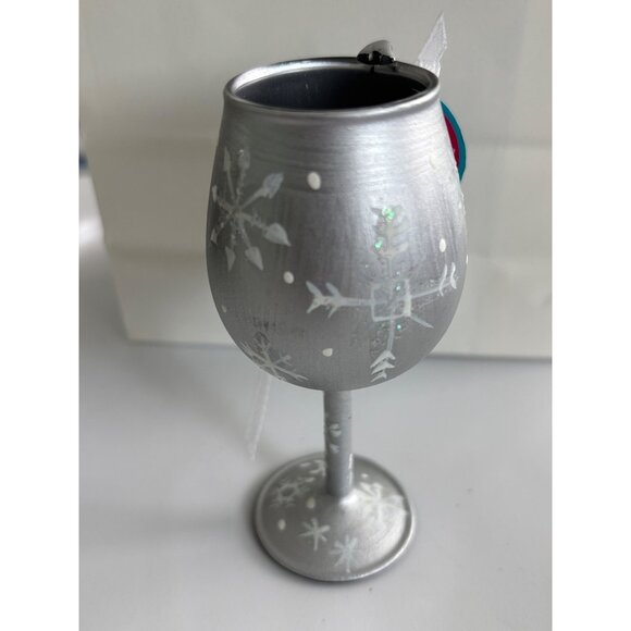 Lolita Platinum Snowflake Mini-Wine Glass Ornament With Snowflake Design - Picture 5 of 5